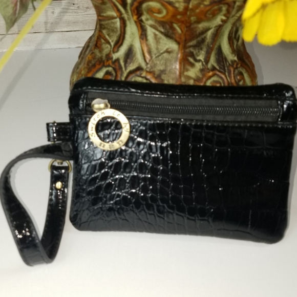 Switch it by Nan Handbags - Switch It by Nan, black patent, gator print wristlet